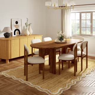 Highland Dunes Ayanne Hand-Braided Scalloped Jute Ivory Indoor Area Rug