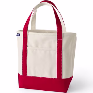 Lands' End Medium 5-Pocket Open-Top Canvas Tote Bag