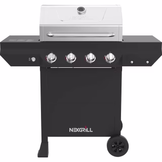 Nexgrill 4-Burner Propane Gas Grill in Black with Stainless Steel Main Lid