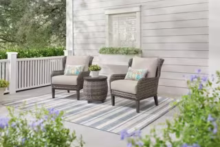 Hampton Bay Cooper Lake 3-Piece Wicker Patio Conversation Set