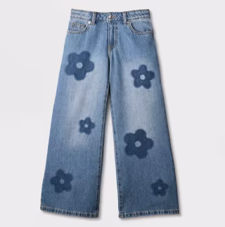 Cat & Jack Girls' Mid-Rise Daisy Wide Leg Jeans