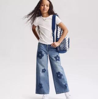 Cat & Jack Girls' Mid-Rise Daisy Wide Leg Jeans