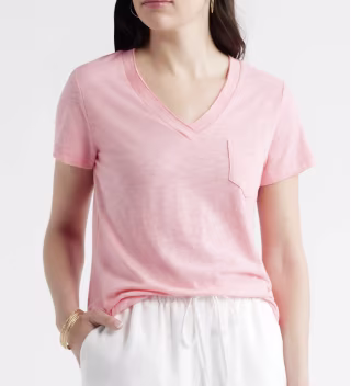 Caslon Cotton & Modal V-Neck T-Shirt