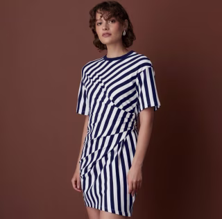 Rosie Assoulin x Target Short Sleeve Striped Jersey Wrap Mini Dress