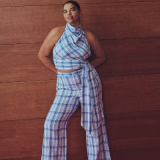 Rosie Assoulin x Target Sleeveless Gingham Cowl Neck Top