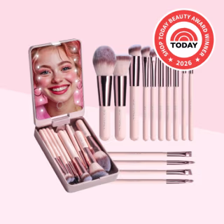 BS-Mall 14-Piece Makeup Brush Set with LED Light Mirror