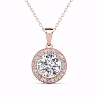 Cate & Chloe Blake 18k Rose Gold Plated Halo Pendant Necklace