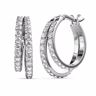 Cate & Chloe Corina 18k White Gold Plated Hoop Earrings