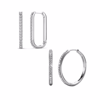 Cate & Chloe Bianca and Nadia White Gold Plated Hoop Earrings