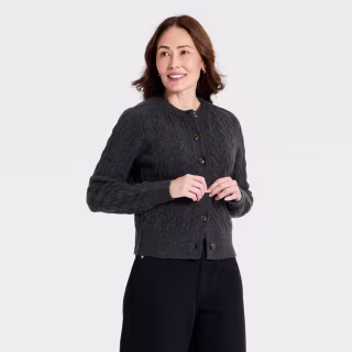 Universal Thread Heritage Cable Crewneck Cardigan