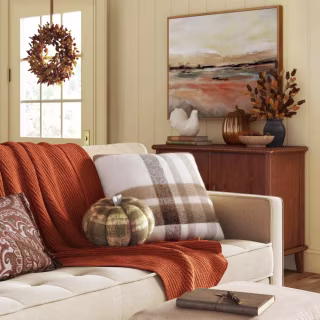 Threshold Faux Mohair Pumpkin-Shaped Throw Pillow