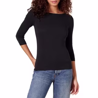 Amazon Essentials Women's Slim-Fit 3/4 Sleeve Boat Neck T-Shirt