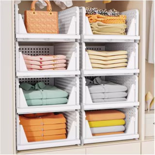 SNSLXH Stackable Closet Organizer Baskets (Set of 5)