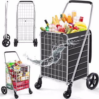 Wellmax Folding Shopping Cart with Wheels