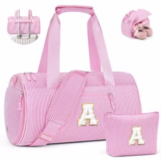 Kid's Initial Customizable Duffle Bag and Cosmetic Pouch