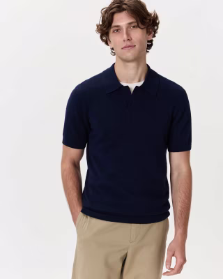 Quince Mongolian Cashmere Johnny Collar Polo Sweater
