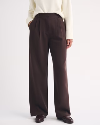 Abercrombie & Fitch Curve Love A&F Sloane Tailored Wide Leg Pant