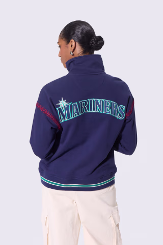 Terez Seattle Mariners Navy Stitch Quarter Zip