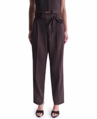 BCBG Women's High-Rise Wide-Leg Stripe Pants