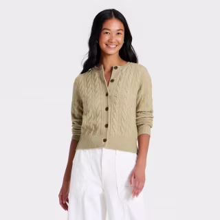 Universal Thread Heritage Cable Crewneck Cardigan