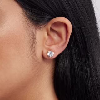 Nordstrom Gift Boxed Four Carat Cubic Zirconia Three-Prong Stud Earrings