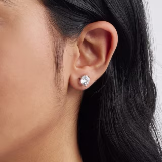 Nordstrom Gift Boxed Four Carat Cubic Zirconia Three-Prong Stud Earrings