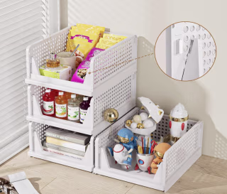 SNSLXH Stackable Closet Organizer Baskets (Set of 5)