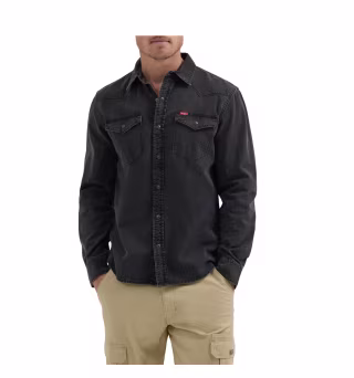 Wrangler Men's Slim Fit Long Sleeve Woven Twill Denim Shirt