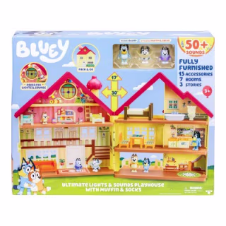 Bluey Ultimate Lights & Sounds Playhouse with Muffin and Socks