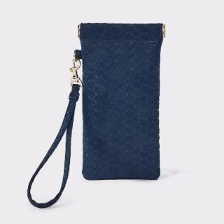 A New Day Faux Nubuck Woven Facile Frame Glasses Case