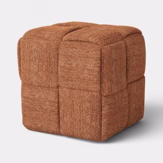 Threshold Upholstered Structured Woven Ottoman Burnt Orange 