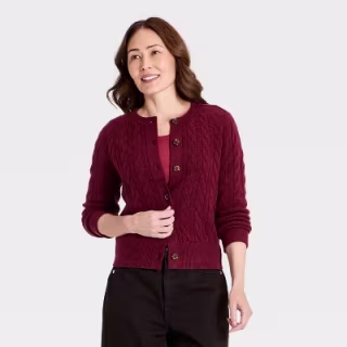 Universal Thread Heritage Cable Crewneck Cardigan