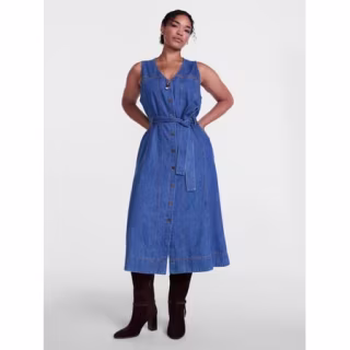 Scenario Sleeveless Denim Midi Dress