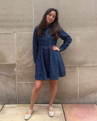 Free Assembly Long Sleeve Mini Shirt Dress