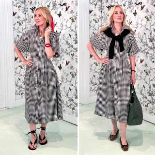 Yeokou Short Sleeve Gingham Shirt Dress