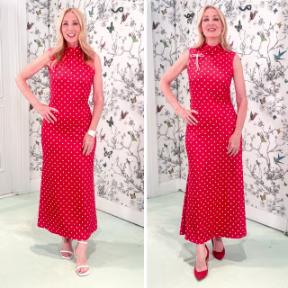 Milumia Polka Dot Mock Neck Maxi Dress