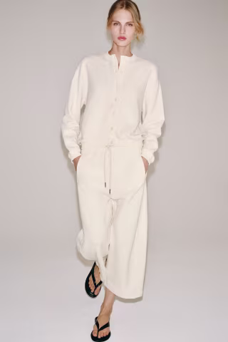 Zara Cotton Button-Up Sweatshirt