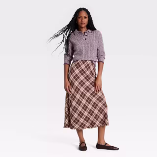 Universal Thread Plaid Midi Skirt