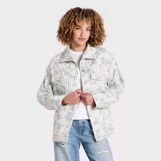 Universal Thread Relaxed Embroidered Denim Jacket