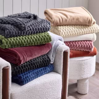 Better Homes & Gardens Textured Velvet Plush Soft Fleece Throw Blanket