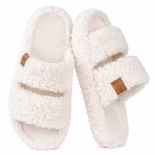 EverFoams Womens Fuzzy Open-toe Slippers