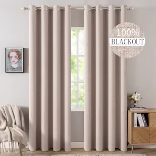 MIULEE 100% Blackout Linen Curtains for Bedroom