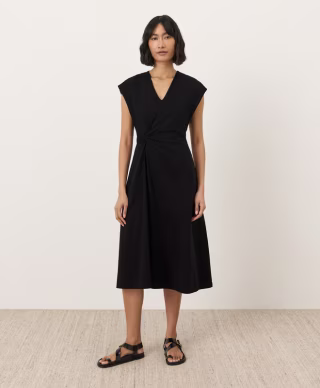 Pact Organic Fit & Flare V-Neck Twist Dress