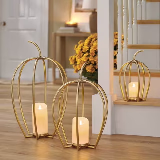 Member's Mark Iron Pumpkins with LED Candles (Set of 3)
