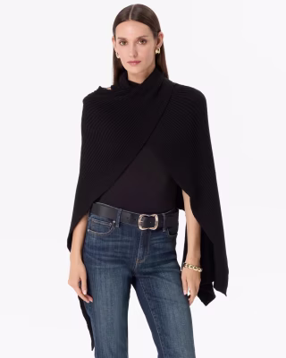 White House Black Market Ribbed Convertible Ruana