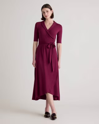 Quince Tencel Jersey Midi Wrap Dress