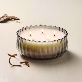 Hearth & Hand with Magnolia 5-Wick XL Scalloped Glass Harvest Chestnut Jar Candle