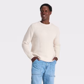 Goodfellow & Co Men's Long Sleeve Cotton Textured Crewneck Pullover