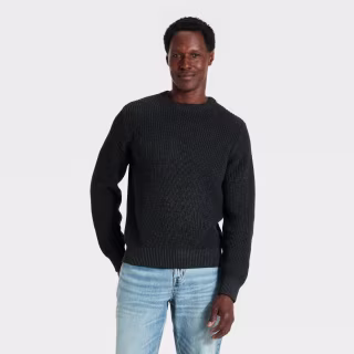 Goodfellow & Co Men's Long Sleeve Cotton Textured Crewneck Pullover