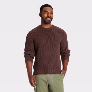 Goodfellow & Co Men's Long Sleeve Cotton Textured Crewneck Pullover